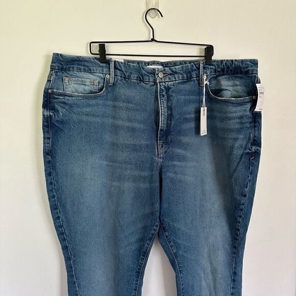 Good American Good Boy Twisted Slit Hem High Rise Indigo Jean - Picture 4 of 8